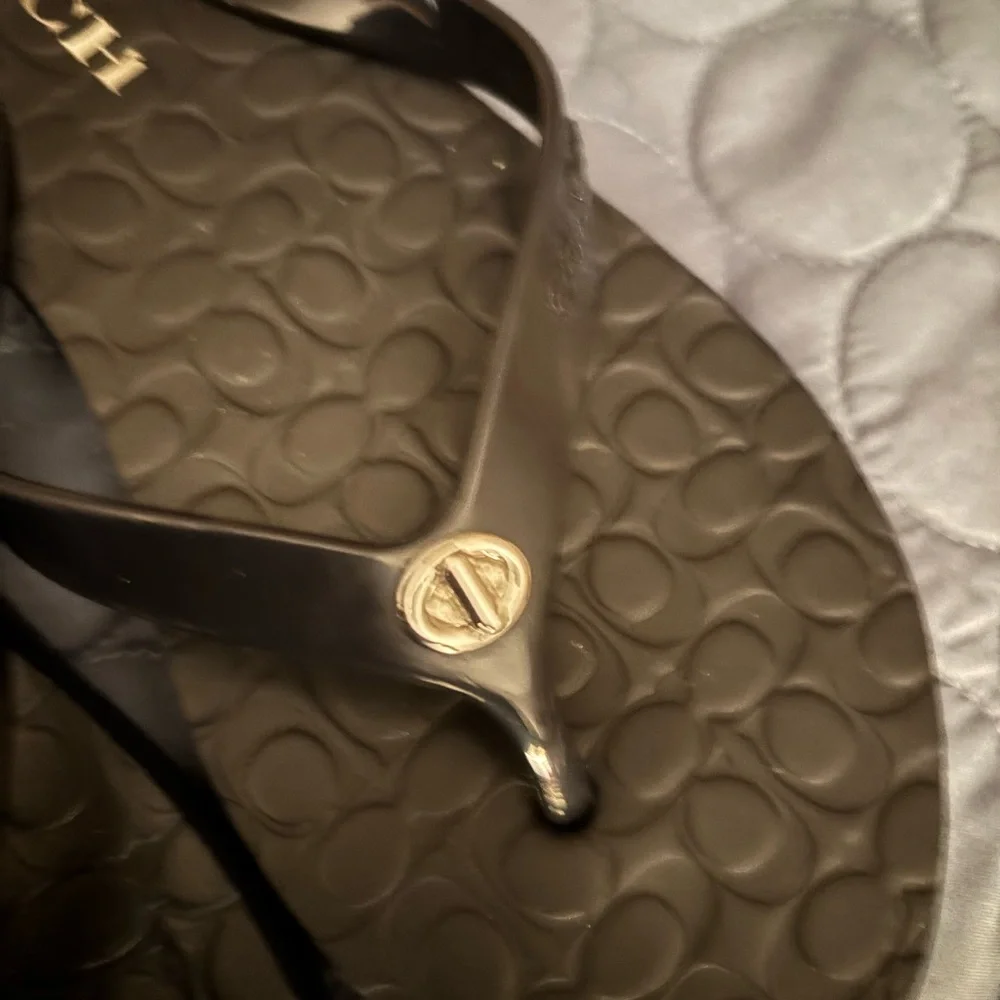 Coach Black Signature Flip Flops - Picture 2 of 5